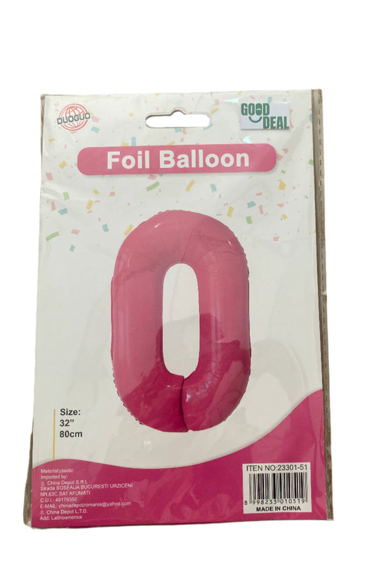 Globo en forma de número 0 color rosa