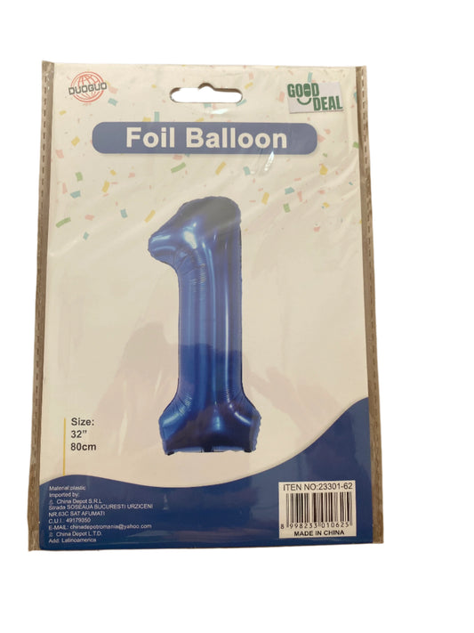 Globo forma del número 1 Azul