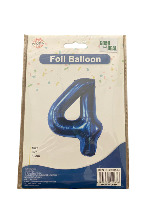 Globo Número 4 Azul – ¡Celebrá en grande con estilo!